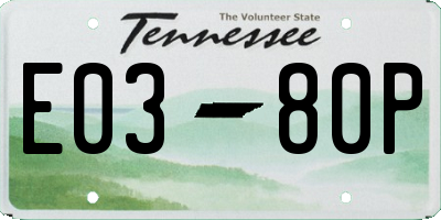 TN license plate E0380P