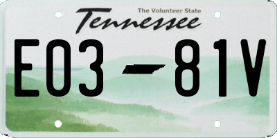 TN license plate E0381V