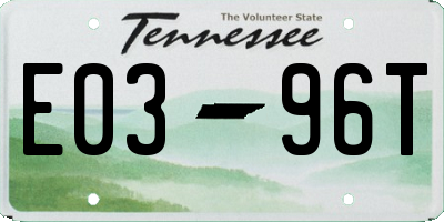 TN license plate E0396T