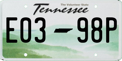 TN license plate E0398P