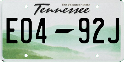 TN license plate E0492J
