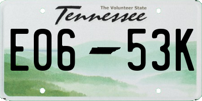 TN license plate E0653K