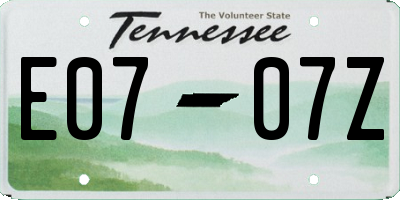 TN license plate E0707Z