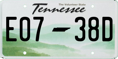 TN license plate E0738D