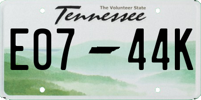TN license plate E0744K