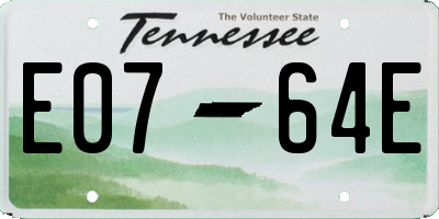 TN license plate E0764E