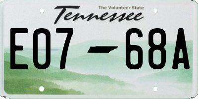 TN license plate E0768A