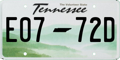 TN license plate E0772D