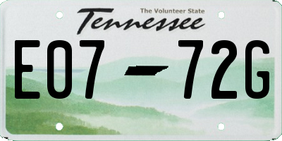 TN license plate E0772G