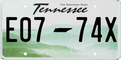 TN license plate E0774X
