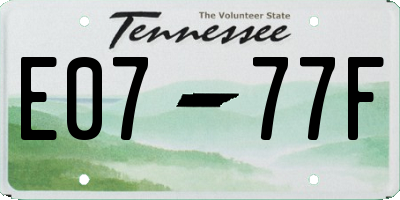TN license plate E0777F