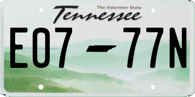 TN license plate E0777N