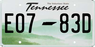 TN license plate E0783D