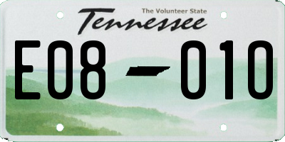 TN license plate E0801O