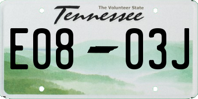 TN license plate E0803J
