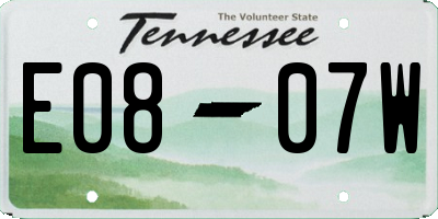 TN license plate E0807W