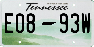 TN license plate E0893W