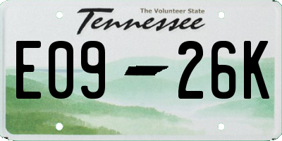 TN license plate E0926K