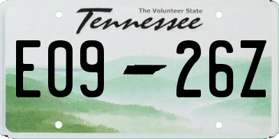 TN license plate E0926Z