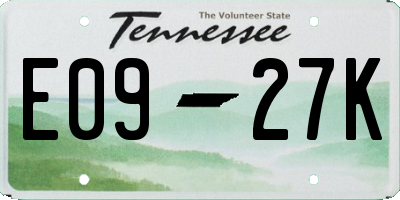 TN license plate E0927K