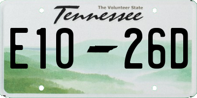 TN license plate E1026D