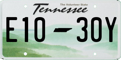 TN license plate E1030Y
