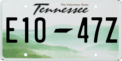TN license plate E1047Z
