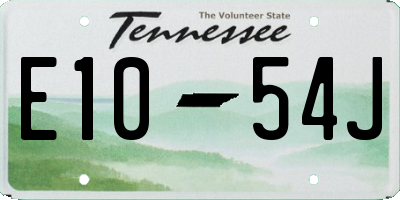 TN license plate E1054J
