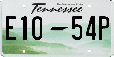 TN license plate E1054P