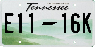 TN license plate E1116K