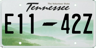 TN license plate E1142Z