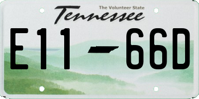 TN license plate E1166D