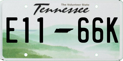 TN license plate E1166K