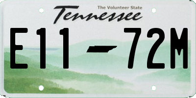 TN license plate E1172M