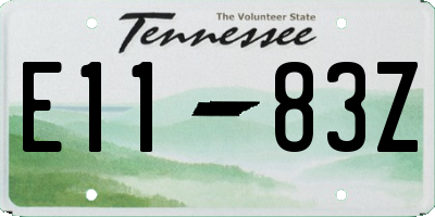 TN license plate E1183Z