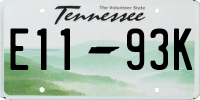 TN license plate E1193K