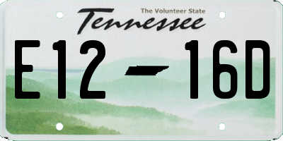 TN license plate E1216D