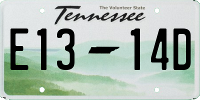 TN license plate E1314D