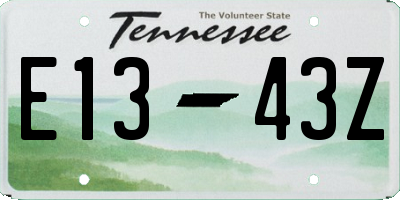TN license plate E1343Z