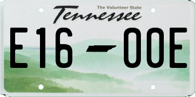 TN license plate E1600E