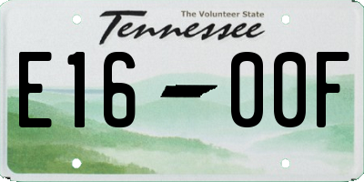 TN license plate E1600F