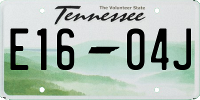 TN license plate E1604J