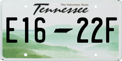 TN license plate E1622F