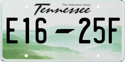 TN license plate E1625F