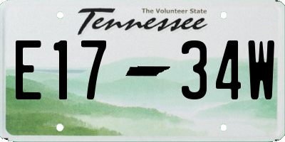 TN license plate E1734W