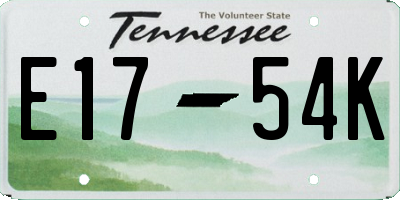 TN license plate E1754K