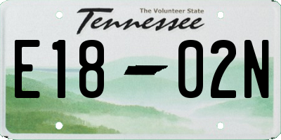 TN license plate E1802N