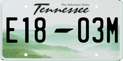 TN license plate E1803M