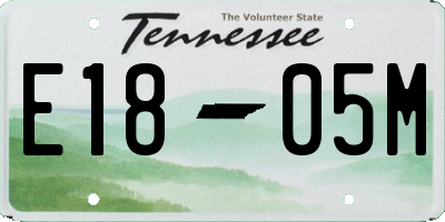 TN license plate E1805M