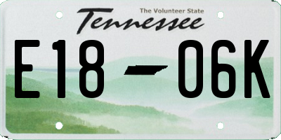 TN license plate E1806K